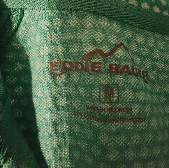 Eddie Bauer 1/4 zip, green polka dot, size medium - Picture 6 of 6